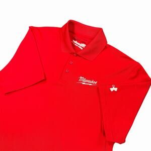 Under Armour Milwaukee Tool Polo Shirt Men Medium Red Employee Uniform Work Wear